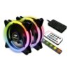 Kit Cooler Gabinete C3TECH F7-L600RGB 2 Fans ARGB 12x12mm C/Controle + Controladora + Barra Led