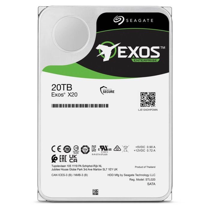 HD Servidor Seagate Exos X20 20TB SAS 12GB/s 7200RPM 256MB 512N 4KN 3,5'' – ST20000NM002D