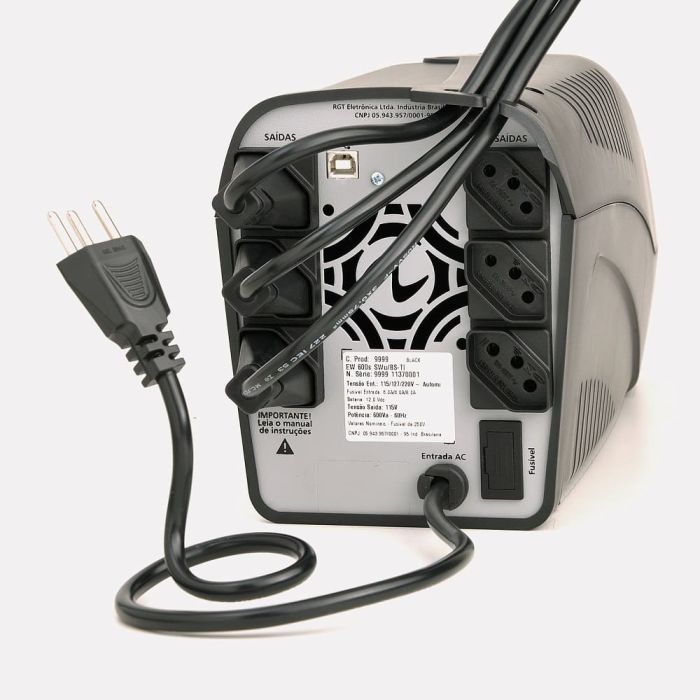 Nobreak Ragtech Easy Way GT 1400VA Entrada Trivolt Saída 115V Bat 1x7Ah 6 Tomadas C/ Engate e USB